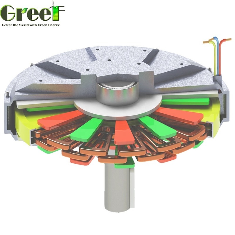 수평 및 수직 샤프트 타입 코어리스 영구 자석 발전기 등급 속도 100RPM-600RPM 및 전력 0.2-10 KW