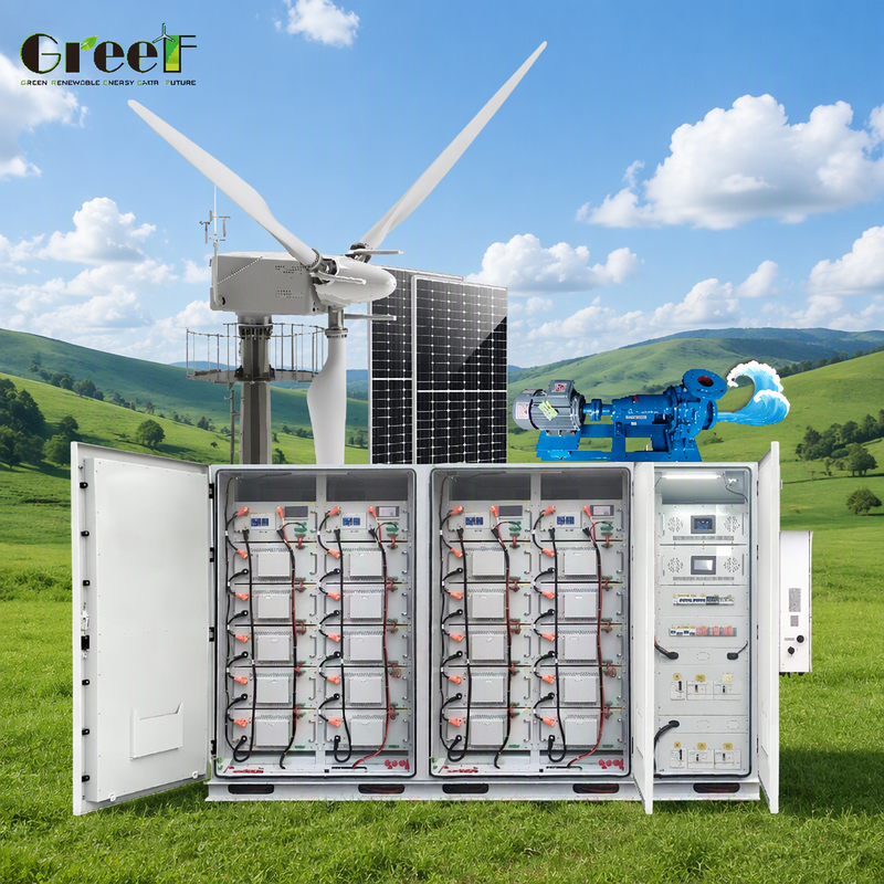 100-3000kW 용량 하이브리드 태양 시스템 및 LiFePO4 리?? 배터리와 IP65 보호 수준과 함께 풍력 태양 하이브리드 시스템